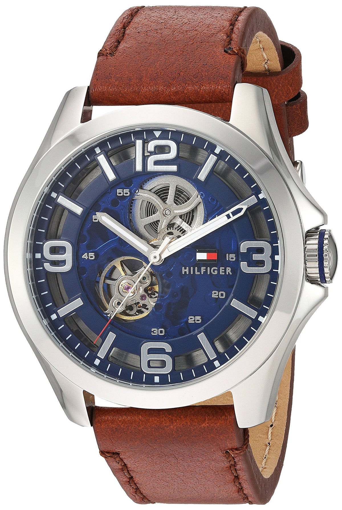  Shop Authentic Tommy Hilfiger Bruce Analog Blue Dial Brown Leather Strap Watch for Men - 1791278 - Luxxuri
