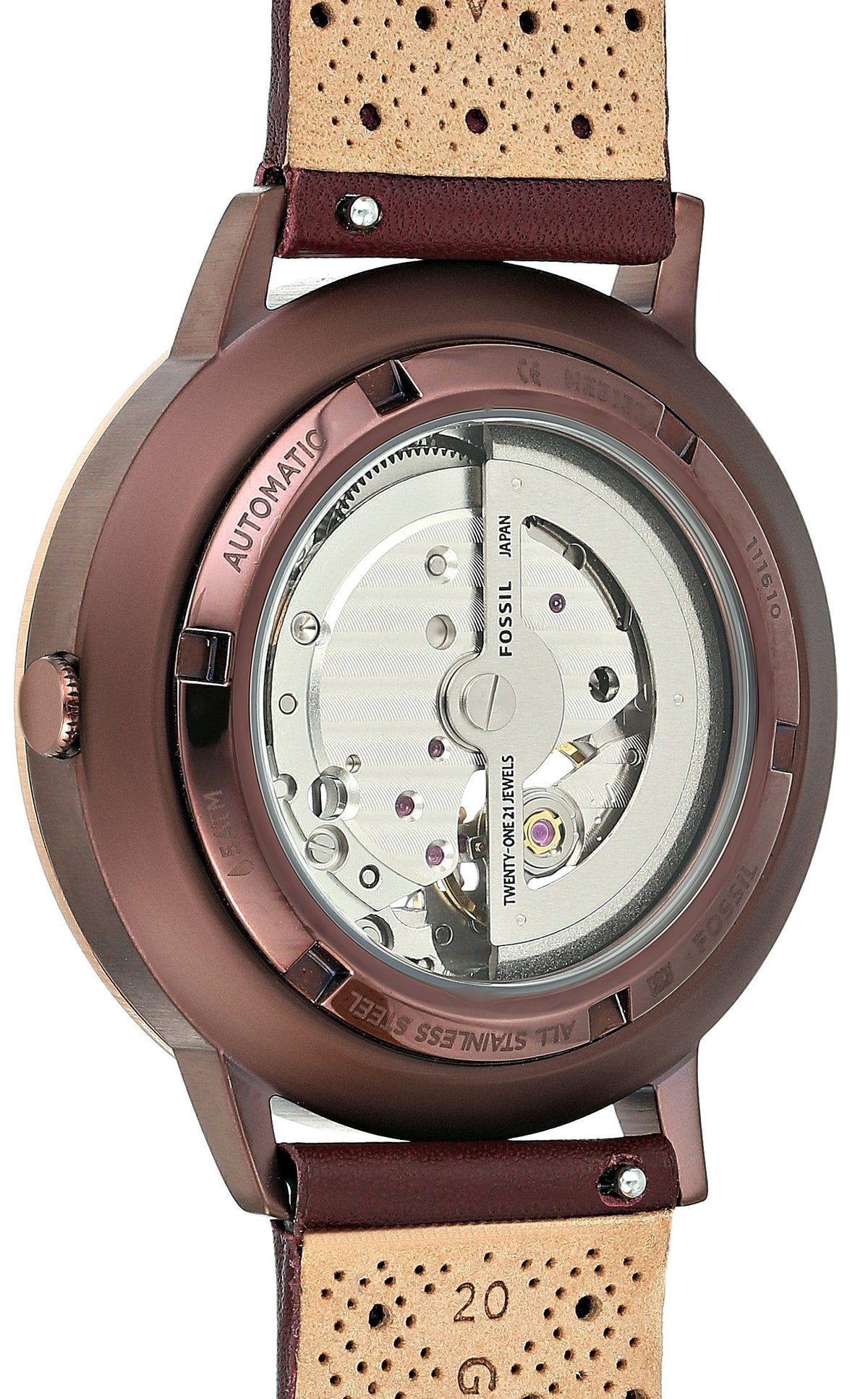  Shop Authentic Fossil Vintage Muse Automatic Skeleton Maroon Dial Maroon Leather Strap Watch for Women - ME3137 - Luxxuri