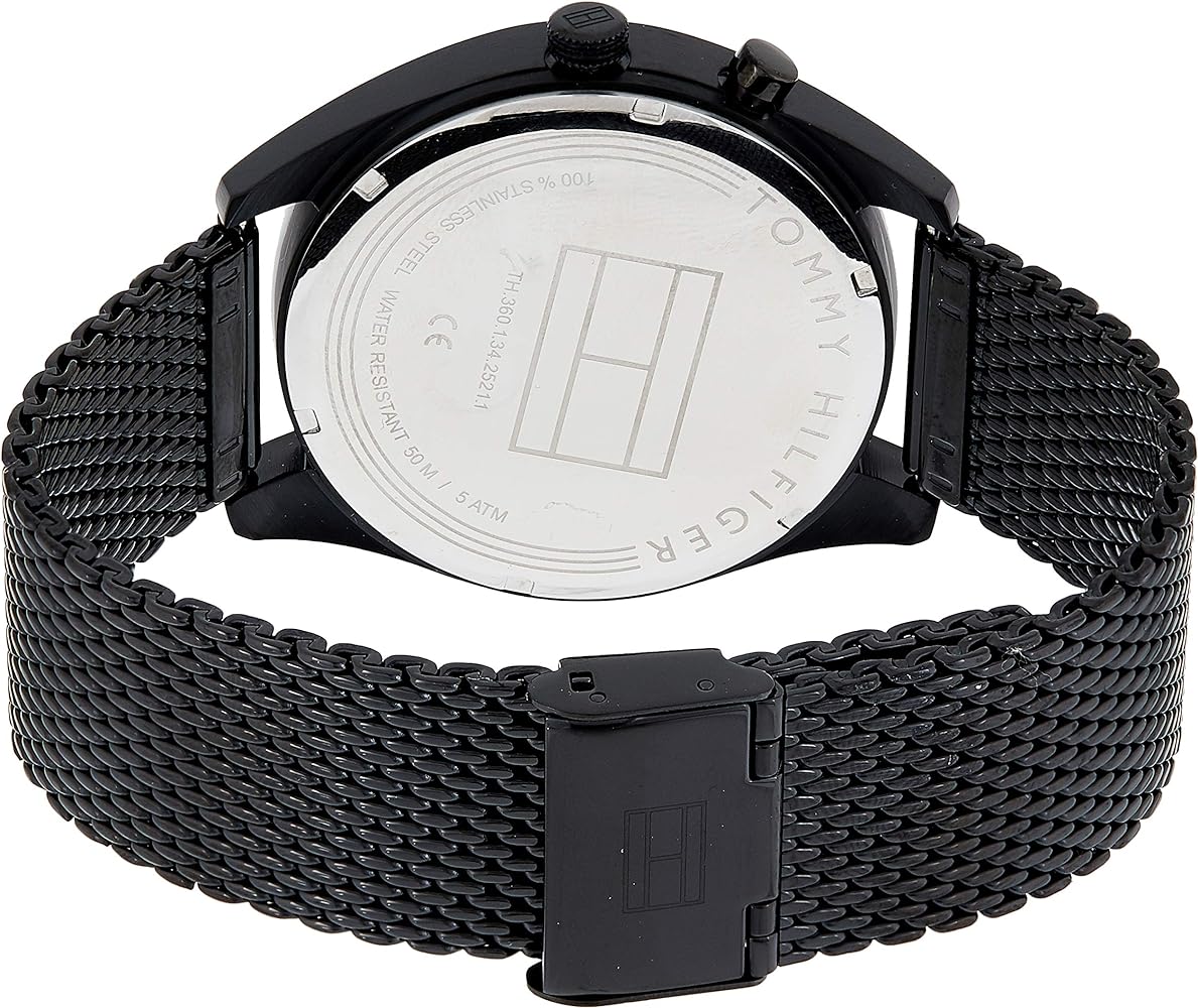  Shop Authentic Tommy Hilfiger Deacon Analog Black Dial Black Mesh Bracelet Watch for Men - 1791547 - Luxxuri