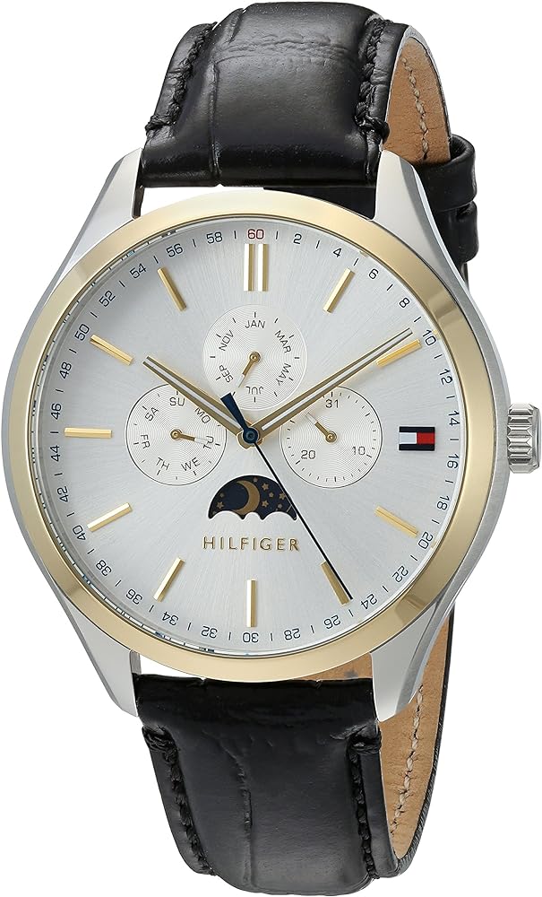  Shop Authentic Tommy Hilfiger Oliver Analog Silver Dial Black Leather Strap Watch for Men - 1791305 - Luxxuri
