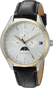  Shop Authentic Tommy Hilfiger Oliver Analog Silver Dial Black Leather Strap Watch for Men - 1791305 - Luxxuri
