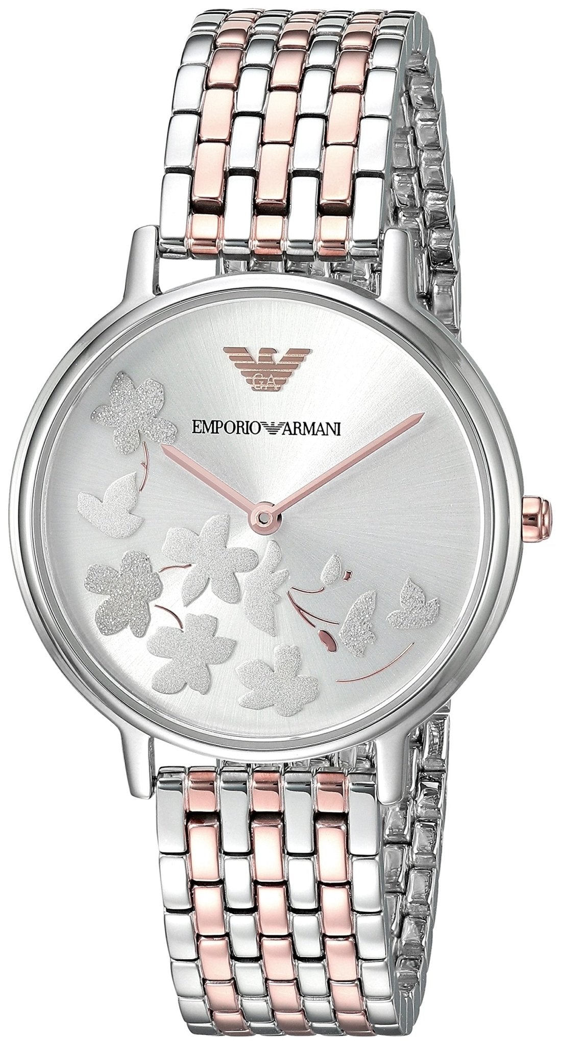  Shop Authentic Emporio Armani Silver Sunray Dial Two Tone Steel Strap Watch For Women - AR11113 - Luxxuri