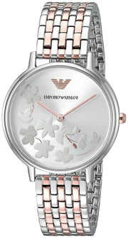  Shop Authentic Emporio Armani Silver Sunray Dial Two Tone Steel Strap Watch For Women - AR11113 - Luxxuri