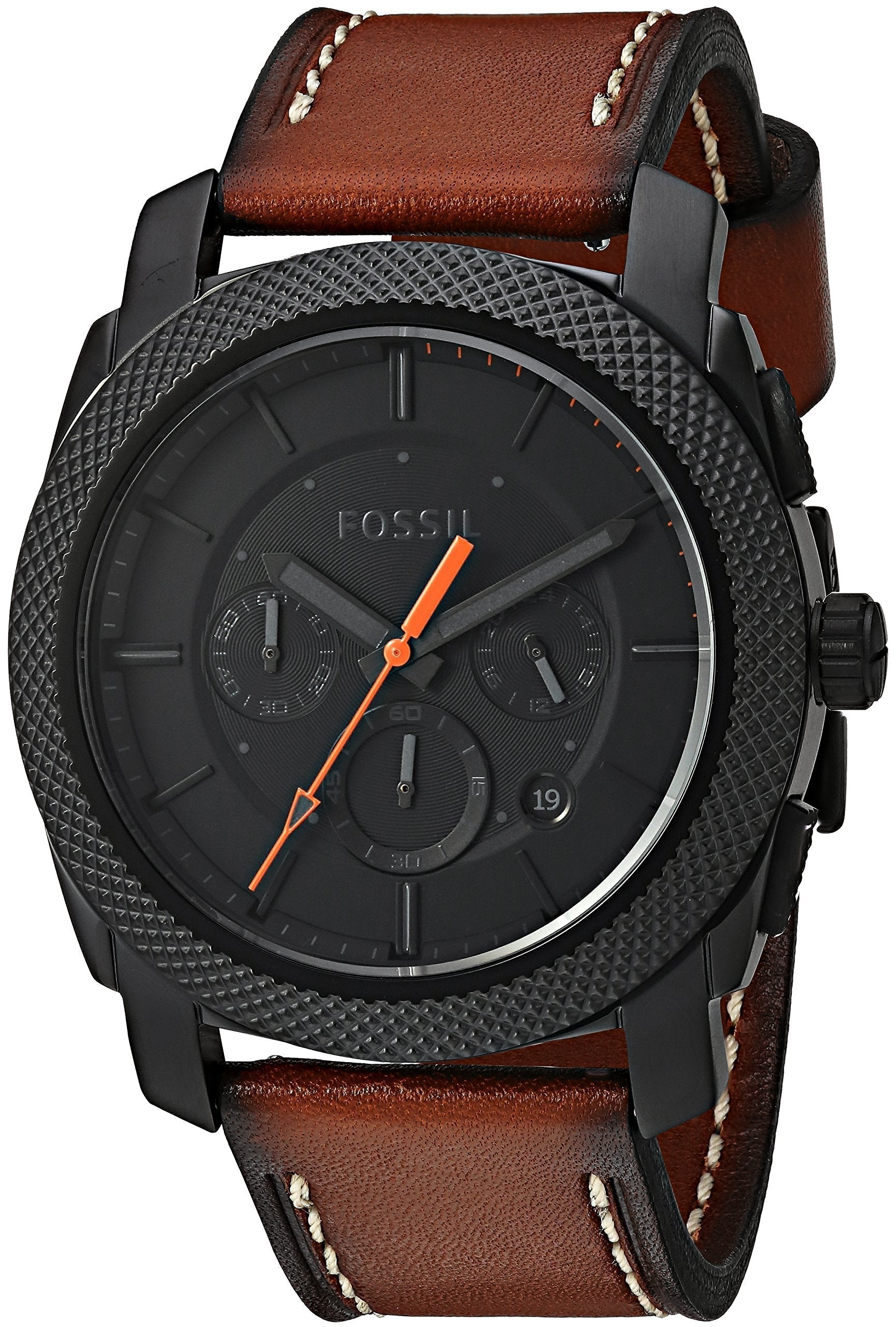  Shop Authentic Fossil Machine Chronograph Black Dial Brown Leather Strap Watch for Men - FS5234 - Luxxuri