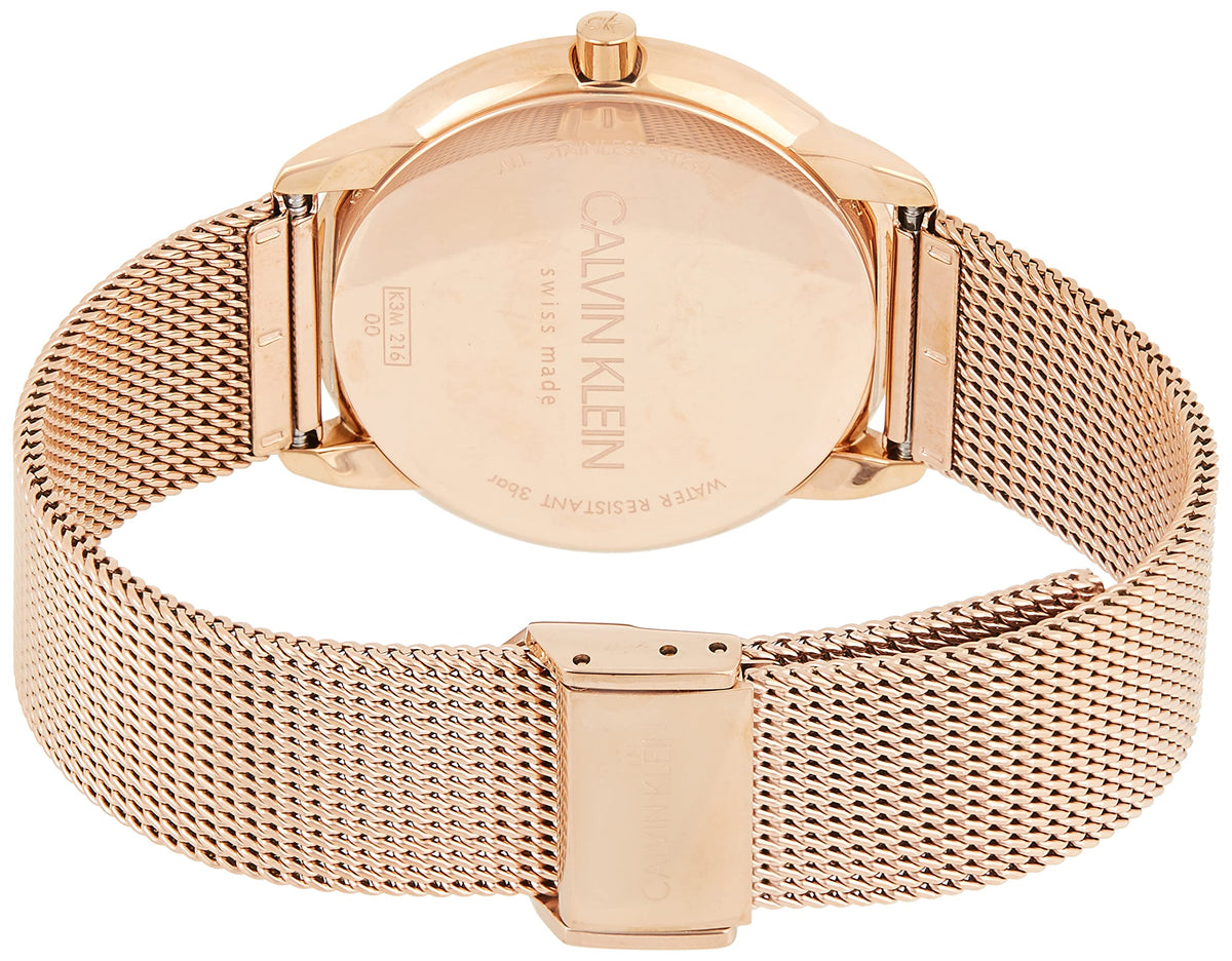  Shop Authentic Calvin Klein Minimal Black Dial Rose Gold Mesh Bracelet Watch for Men - K3M21621 - Luxxuri