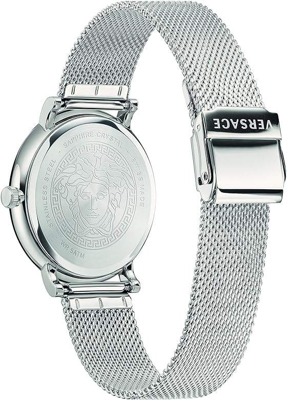  Shop Authentic Versace V-Circle Silver Dial Silver Mesh Bracelet Watch for Men - VBQ060017 - Luxxuri