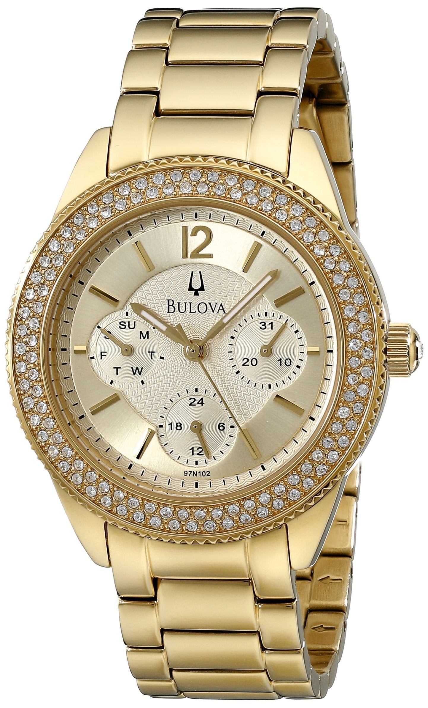  Shop Authentic Bulova Multi Function Gold Dial Gold Steel Strap Watch for Women - 97N102 - Luxxuri