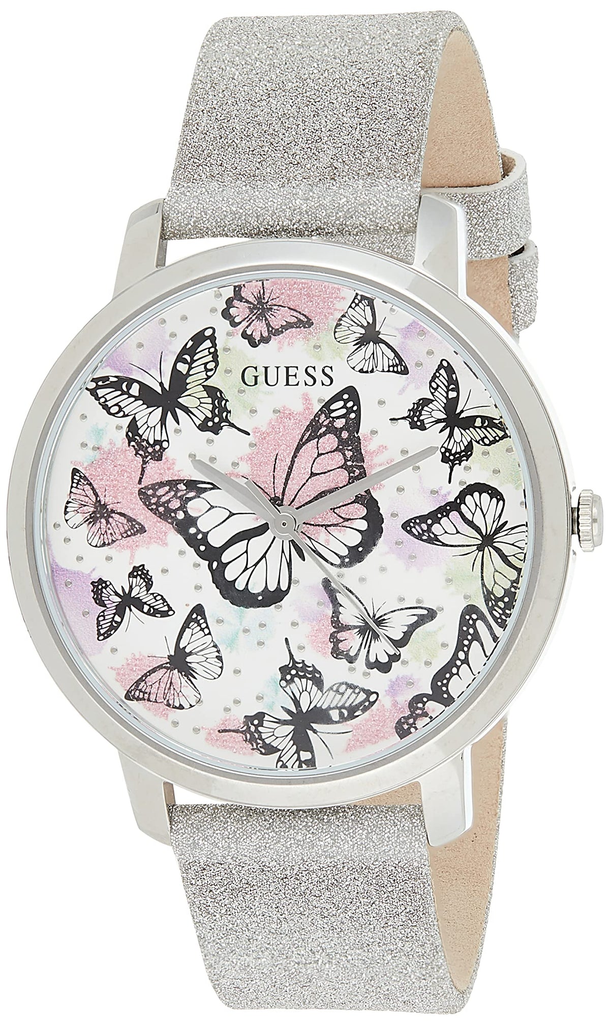  Shop Authentic Guess Sparkle Butterfly White Dial Silver Leather Strap Watch For Women - GW0008L1 - Luxxuri