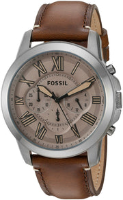  Shop Authentic Fossil Grant Chronograph Brown Dial Brown Leather Strap Watch for Men - FS5214 - Luxxuri