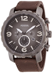  Shop Authentic Fossil Nate Chronograph Grey Dial Brown Leather Strap Watch for Men - JR1424 - Luxxuri