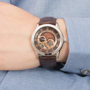  Shop Authentic Bulova Classic Skeleton Automatic Brown Dial Brown Leather Strap Watch for Men - 96A120 - Luxxuri