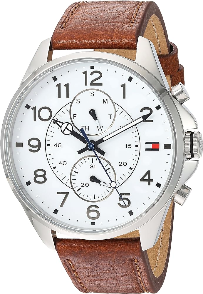  Shop Authentic Tommy Hilfiger Dean Quartz Multifunction White Dial Brown Leather Strap Watch for Men - 1791274 - Luxxuri