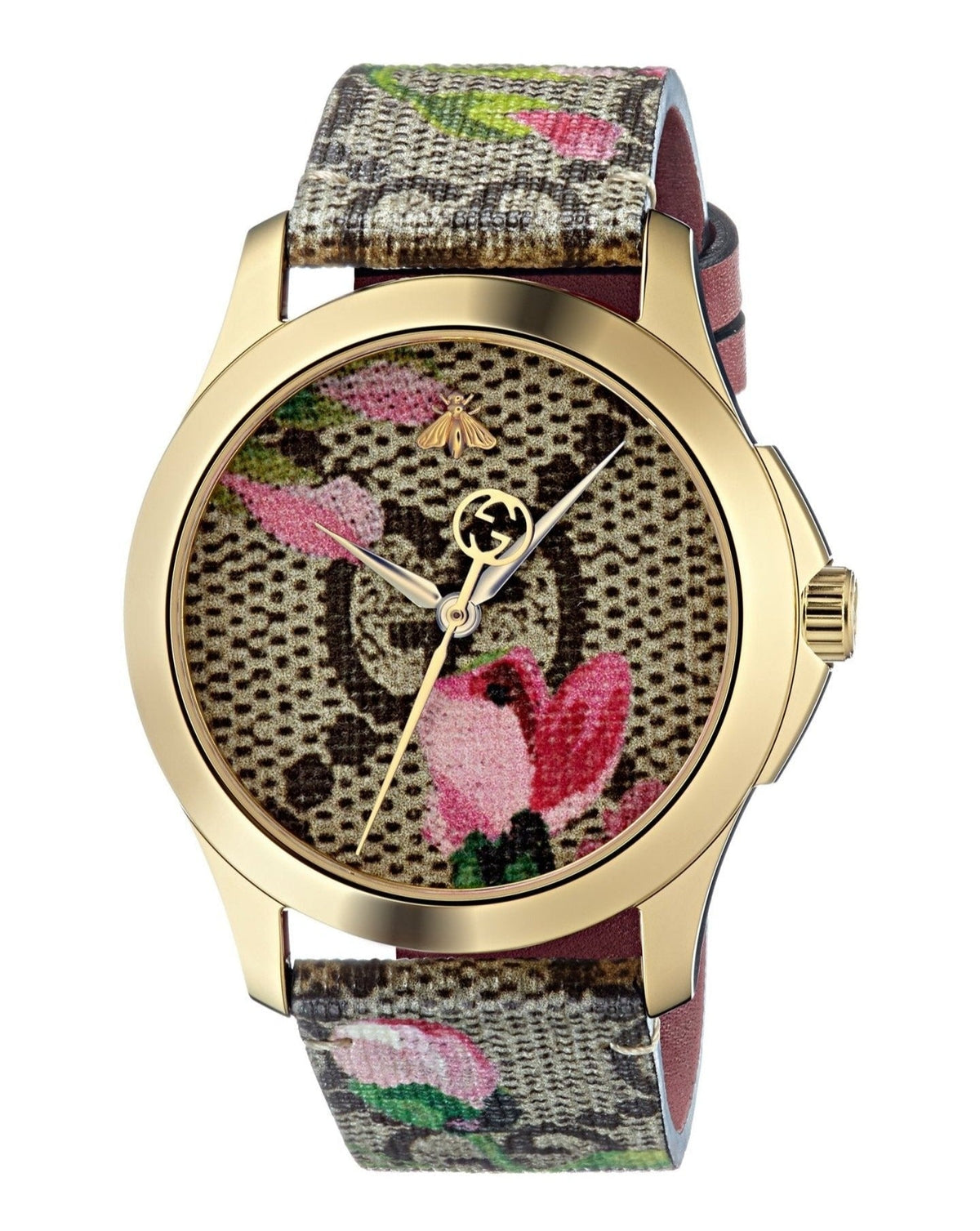  Shop Authentic Gucci G Timeless Floral Brown Dial Brown Leather Strap Watch For Women - YA1264038 - Luxxuri