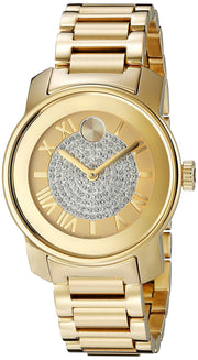  Shop Authentic Movado Bold Pave Gold Dial Gold Steel Strap Watch For Women - 3600255 - Luxxuri