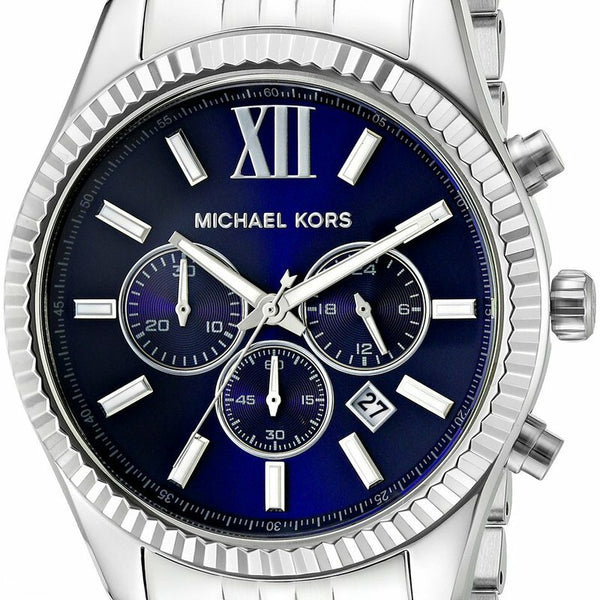  Shop Authentic Michael Kors Lexington Chronograph Blue Dial Silver Steel Strap Watch for Men - MK8280 - Luxxuri