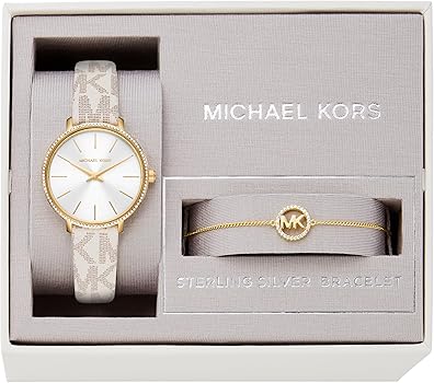  Shop Authentic Michael Kors Pyper Quartz Silver Dial White Leather Strap Watch For Women - MK1037 - Luxxuri