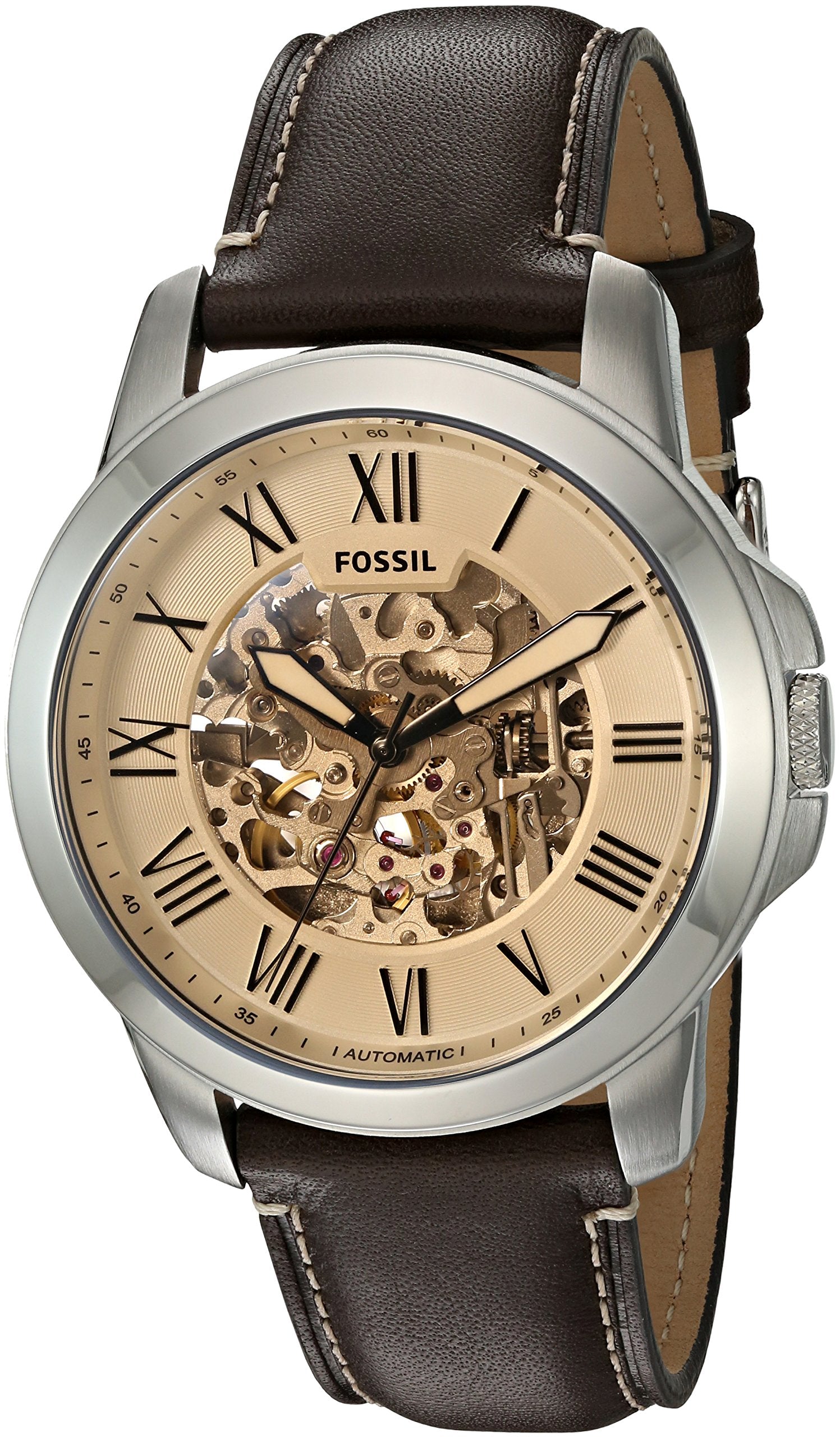  Shop Authentic Fossil Grant Chronograph Cream Dial Brown Leather Strap Watch for Men - ME3122 - Luxxuri