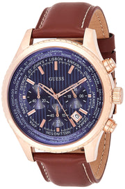  Shop Authentic Guess Persuit Chronograph Blue Dial Brown Leather Strap Watch for Men - W0500G1 - Luxxuri