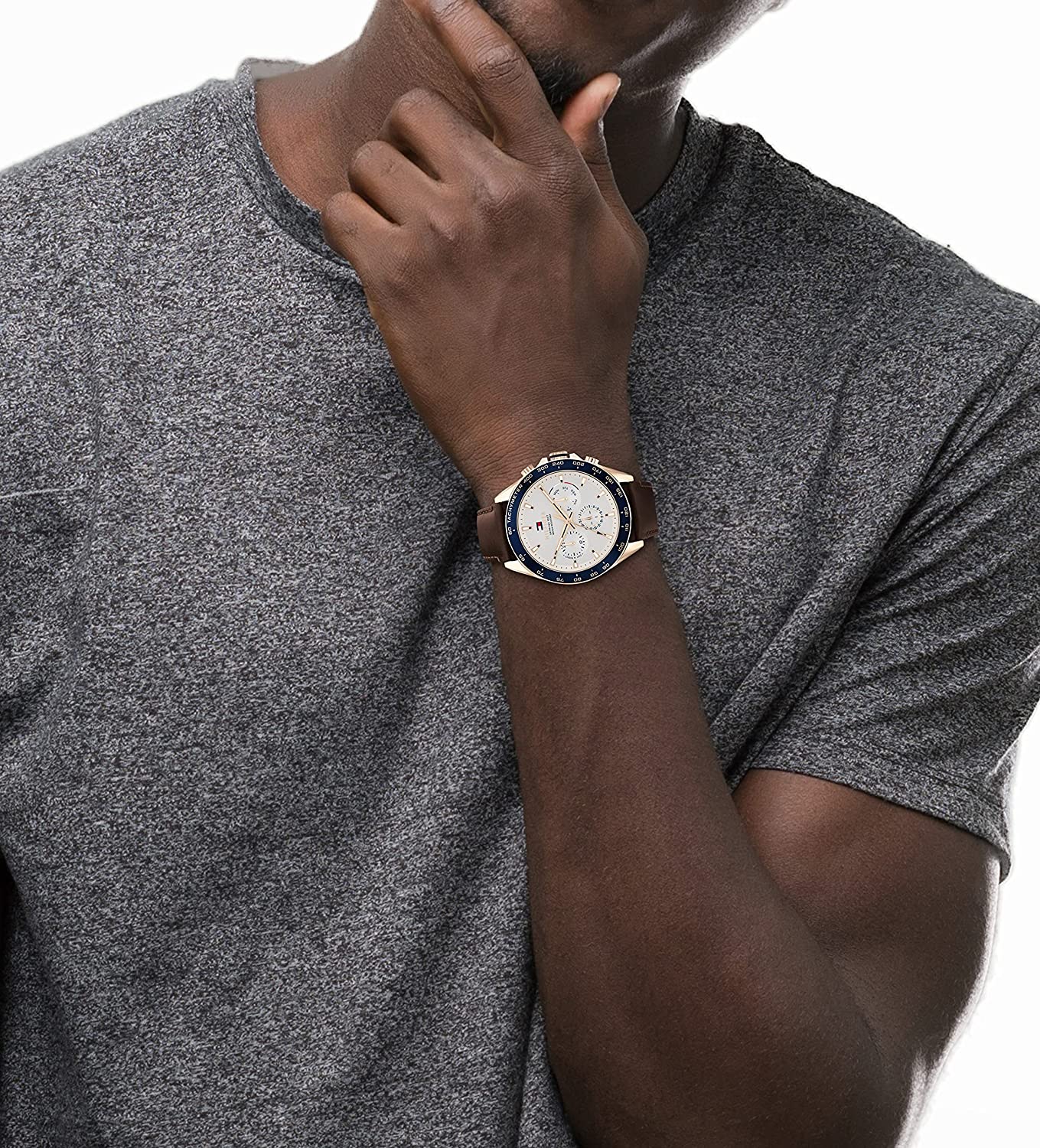  Shop Authentic Tommy Hilfiger Chase Quartz Brown Dial Brown Leather Strap Watch for Men - 1791579 - Luxxuri