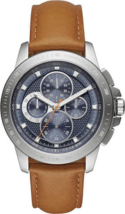  Shop Authentic Michael Kors Ryker Chronograph Analog Blue Dial Brown Leather Strap Watch For Men - MK8518 - Luxxuri