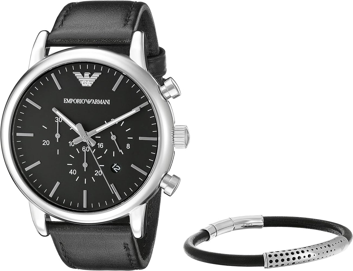  Shop Authentic Emporio Armani Dress Analog Black Dial Black Leather Strap Watch For Men - AR8029 - Luxxuri