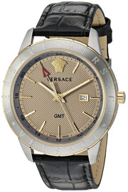  Shop Authentic Versace Univers Beige Dial Black Leather Strap Watch for Men - VEBK00218 - Luxxuri