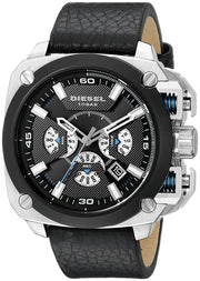  Shop Authentic Diesel BAMF Chronograph Black Dial Black Leather Strap Watch For Men - DZ7345 - Luxxuri