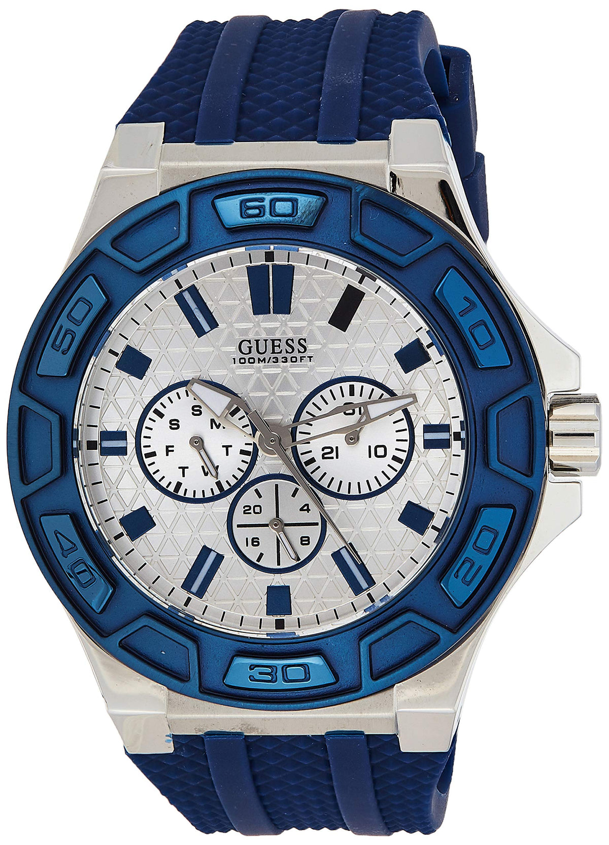  Shop Authentic Guess Force White Dial Blue Rubber Strap Watch For Men - W0674G4 - Luxxuri