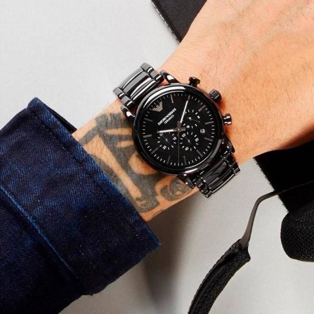  Shop Authentic Emporio Armani Luigi Chronograph Black Dial Black Stainless Steel Watch For Men - AR1507 - Luxxuri