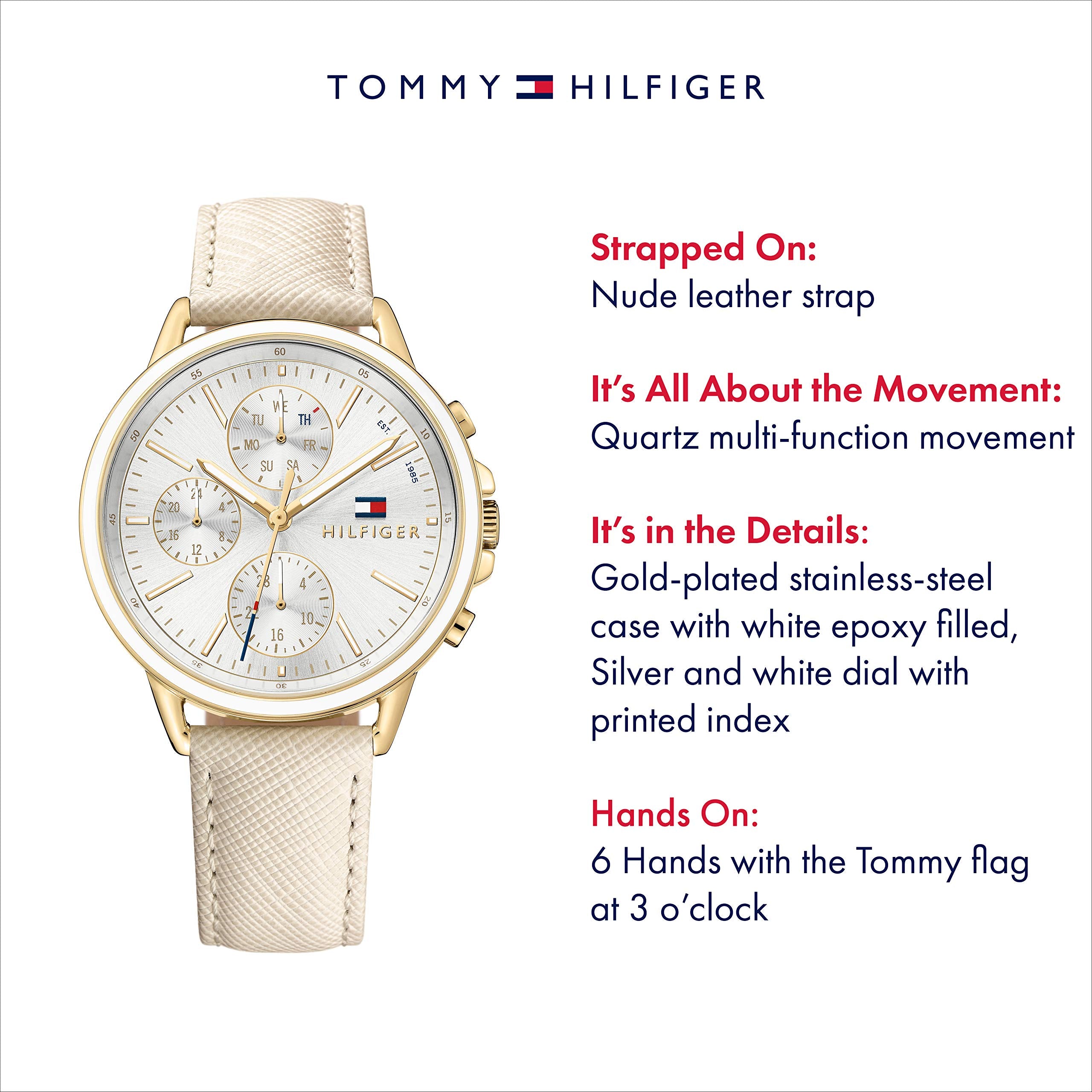  Shop Authentic Tommy Hilfiger Carly Silver Dial Cream Leather Strap Watch for Women - 1781790 - Luxxuri