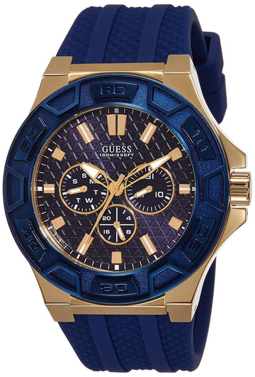  Shop Authentic Guess Force Blue & Rose Gold Dial Blue Silicone Strap Watch For Men - W0674G2 - Luxxuri