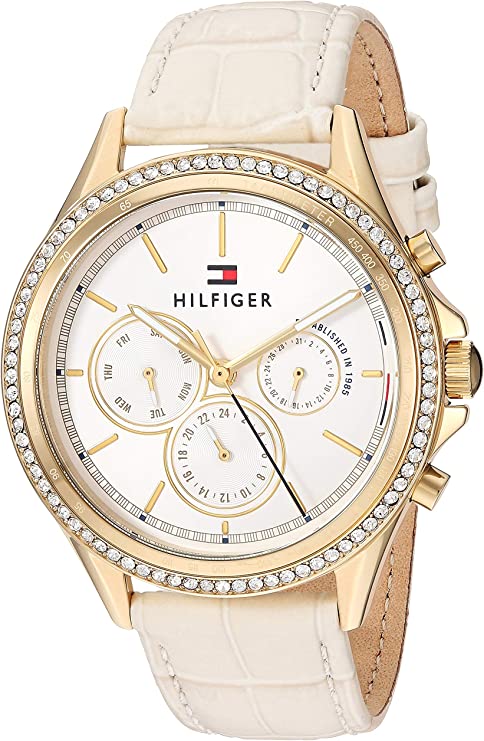  Shop Authentic Tommy Hilfiger Ari Diamonds White Dial Cream Leather Strap Watch for Women - 1781982 - Luxxuri