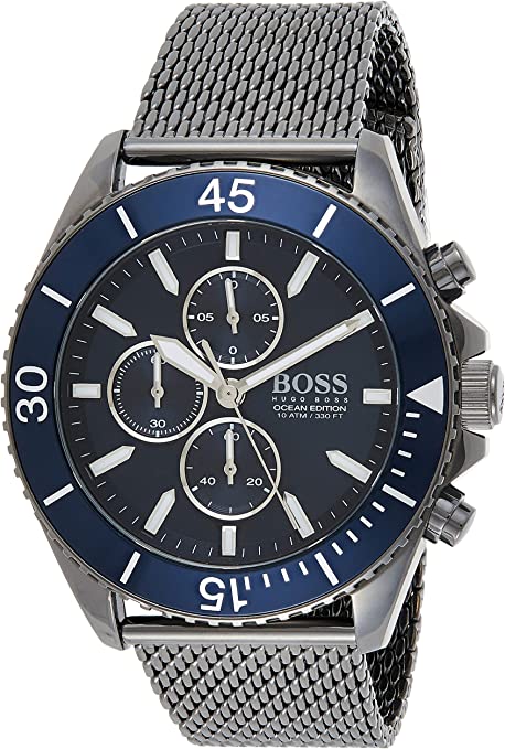  Shop Authentic Hugo Boss Ocean Edition Blue Dial Black Mesh Bracelet Watch for Men - 1513702 - Luxxuri