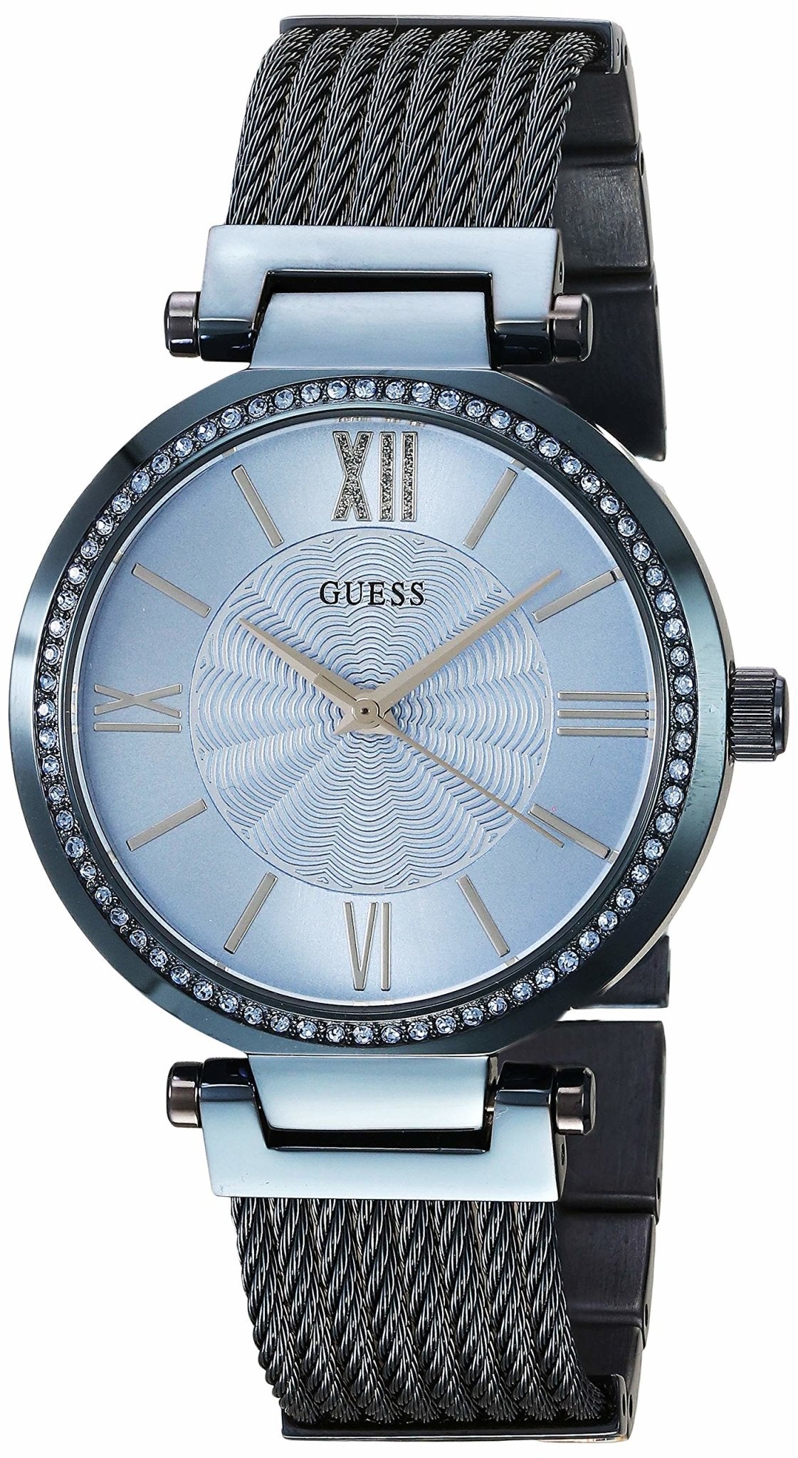  Shop Authentic Guess Soho Diamonds Blue Dial Blue Mesh Bracelet Watch For Women - W0638L3 - Luxxuri