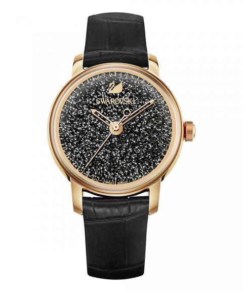  Shop Authentic Swarovski Crystalline Hours Black Dial Black Leather Strap Watch for Women - 5295377 - Luxxuri