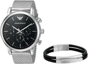  Shop Authentic Emporio Armani Luigi Black Dial Silver Mesh Bracelet Watch For Men - AR8032 - Luxxuri