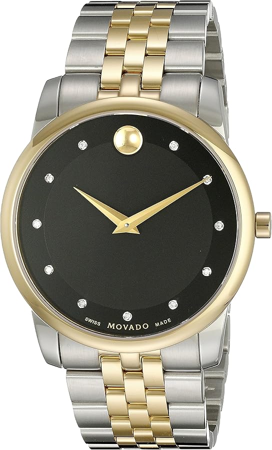  Shop Authentic Movado Museum Classic Diamonds Black Dial Two Tone Steel Strap Watch for Men - 0607202 - Luxxuri