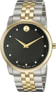  Shop Authentic Movado Museum Classic Diamonds Black Dial Two Tone Steel Strap Watch for Men - 0607202 - Luxxuri