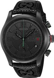  Shop Authentic Gucci G Timeless Quartz Chronograph Black Dial Black Leather Strap Watch For Men - YA126244 - Luxxuri