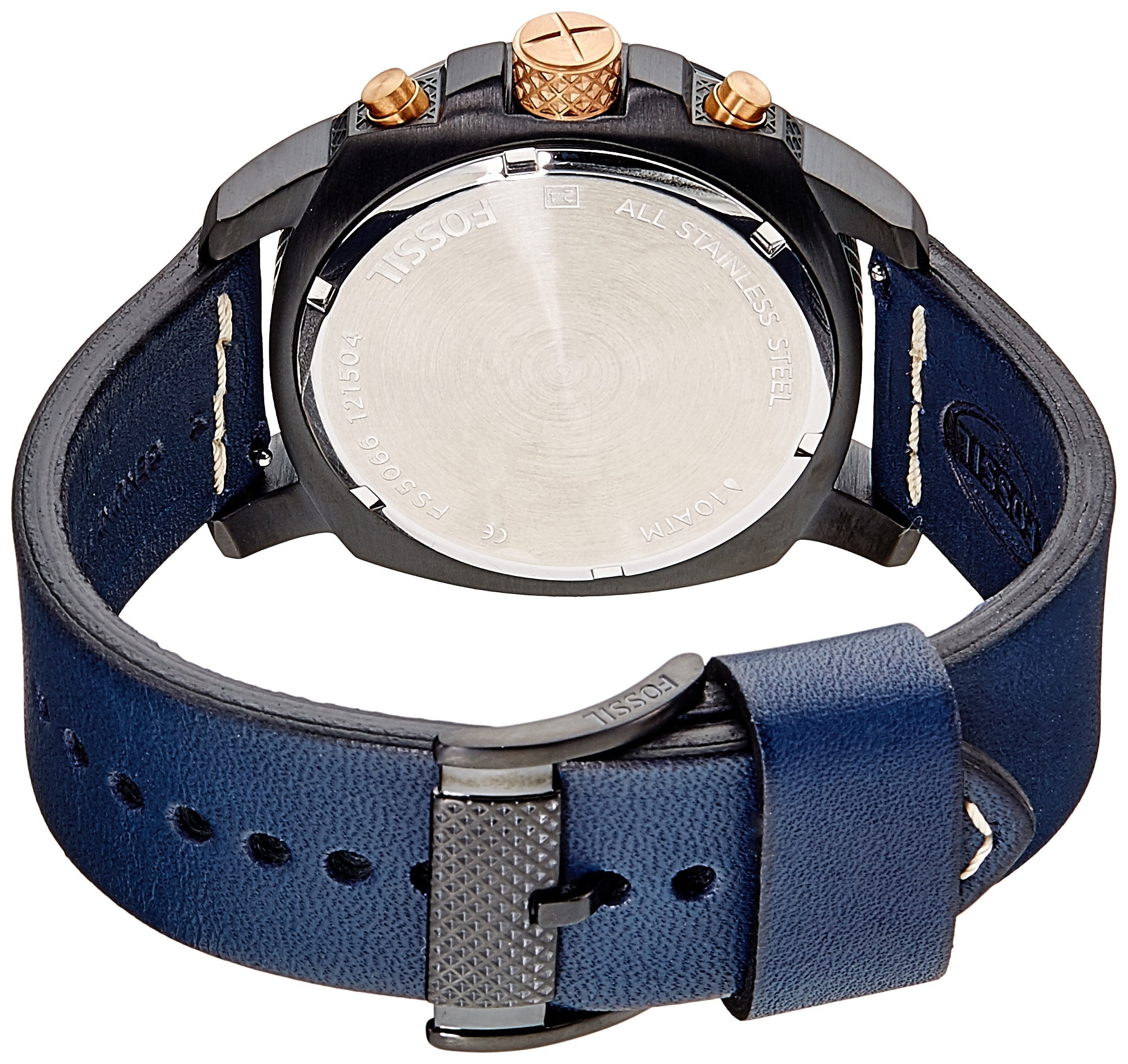  Shop Authentic Fossil Modern Machine Chronograph Black Dial Blue Leather Strap Watch for Men - FS5066 - Luxxuri