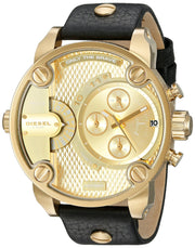  Shop Authentic Diesel Mr Daddy Gold Dial Black Leather Strap Watch For Men - DZ7363 - Luxxuri