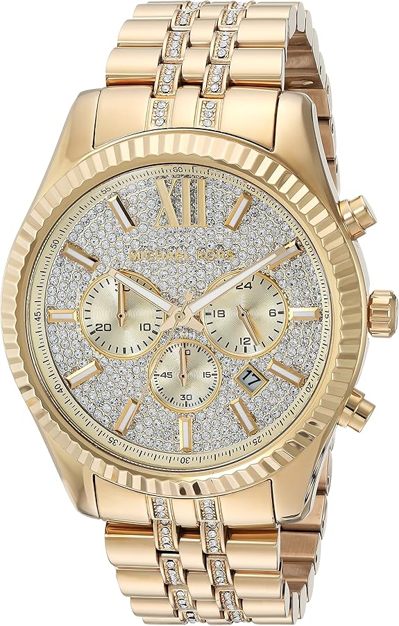  Shop Authentic Michael Kors Lexington Chronograph Gold Dial Gold Steel Strap Watch For Men - MK8579 - Luxxuri