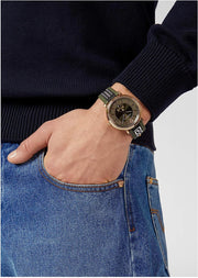  Shop Authentic Versace V-Circle Quartz Green Dial Green Leather Strap Watch for Men - VEBQ01519 - Luxxuri