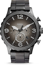  Shop Authentic Fossil Nate Chronograph Gunmetal Dial Grey Steel Strap Watch for Men - JR1437 - Luxxuri