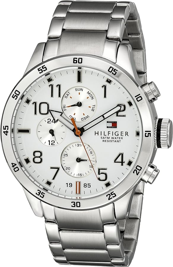  Shop Authentic Tommy Hilfiger Trent Multifunction White Dial Silver Steel Strap Watch for Men - 1791140 - Luxxuri