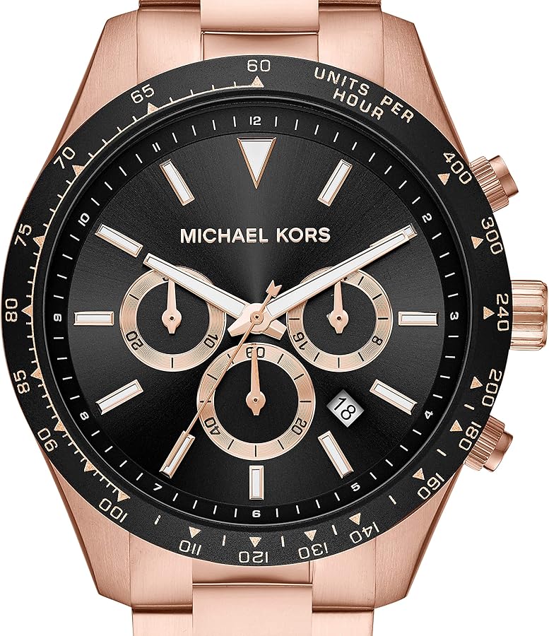  Shop Authentic Michael Kors Layton Chronograph Black Dial Rose Gold Steel Strap Watch For Men - MK8824 - Luxxuri