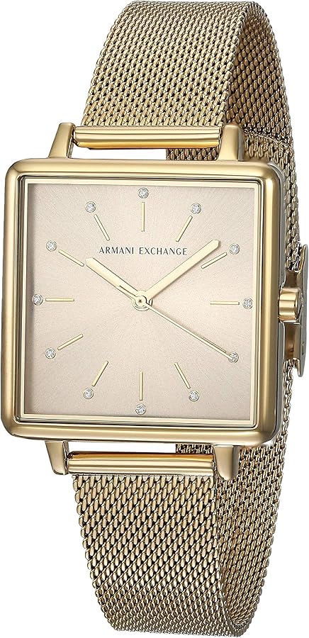  Shop Authentic Armani Exchange Lola Quartz Gold Dial Gold Mesh Strap Watch For Women - AX5801 - Luxxuri