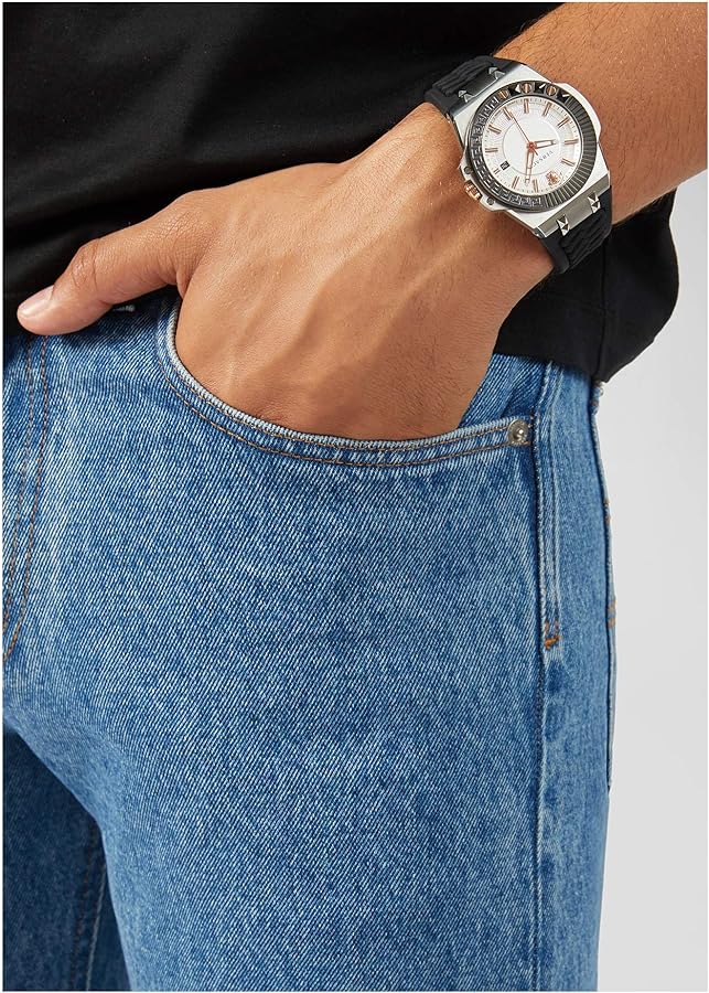  Shop Authentic Versace Chain Reaction Quartz White Dial Black Rubber Strap Watch for Men - VEDY00219 - Luxxuri