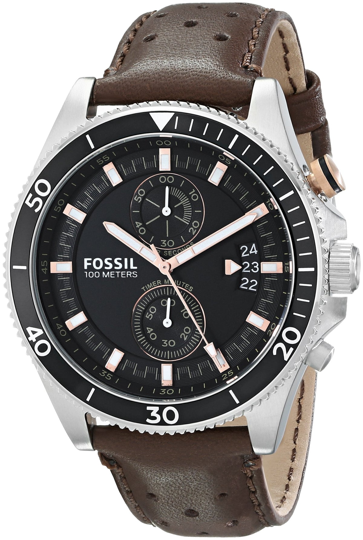  Shop Authentic Fossil Wakefield Black Dial Brown Leather Strap Watch for Men - CH2944 - Luxxuri