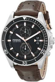  Shop Authentic Fossil Wakefield Black Dial Brown Leather Strap Watch for Men - CH2944 - Luxxuri